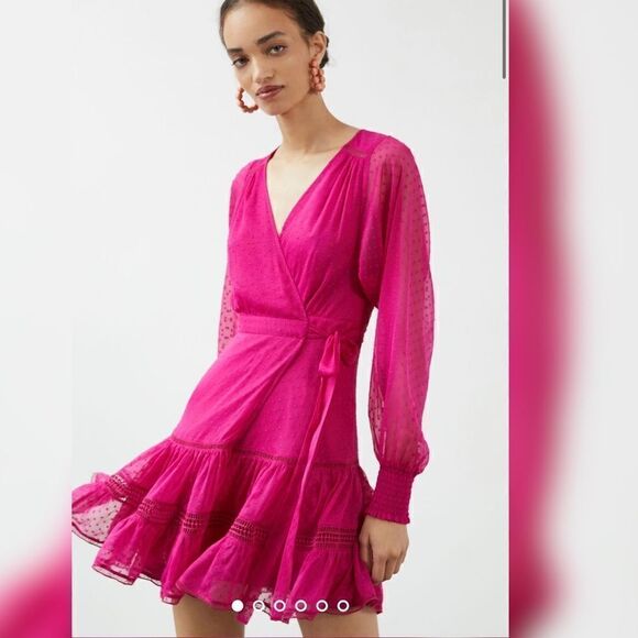 Anthropologie - Not so Serious Lace Wrap Mini Dress - Picture 1 of 6